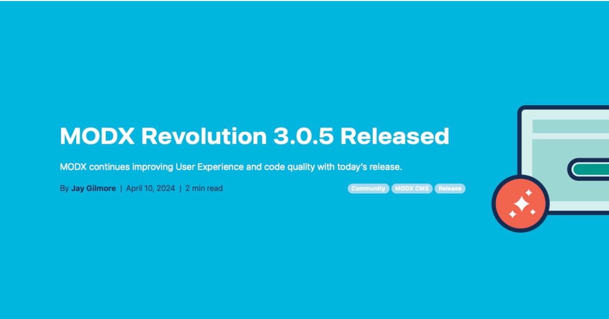 MODX Revolution 3.0.5 Is Now Available